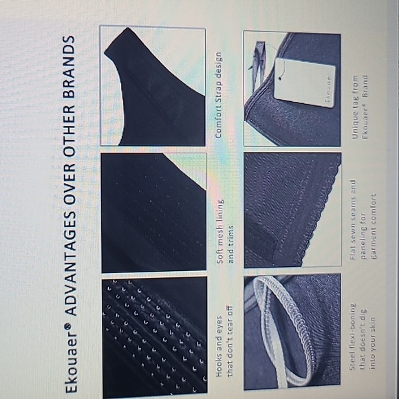 Ekouaer Mesh Steel Boned Waist Cincher Vest 6 Row Hooks Shapewear M fit 31-33" - Picture 7 of 11